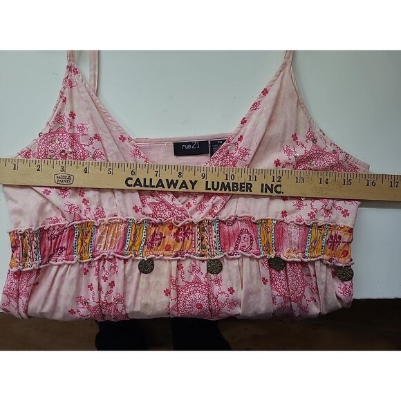 VTG Babydoll Dress Mini Rue21 Floral Medallion Jr M Y2K Coquette Romantic Sequin - Picture 4 of 16